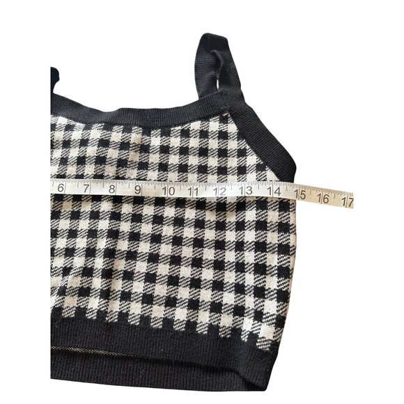 Forever 21 Black & White Gingham Knit Cropped Tank Top Size L - Picture 5 of 7